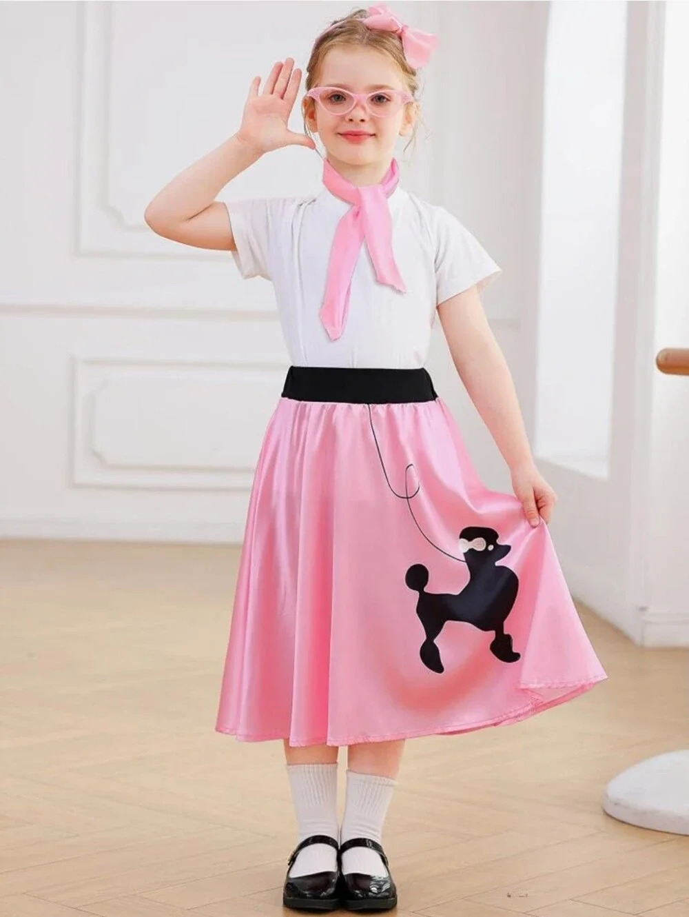 Girls Pink Poodle Costume Skirt Set with Accessories Size Small 4-6 Yr Olds